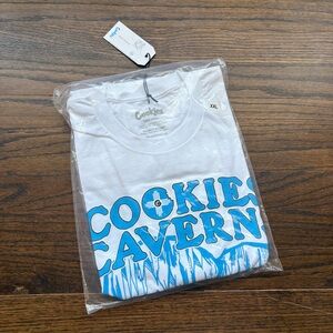 NWT Cookies White Short Sleeve T-Shirt with Blue Graphic Carlsbad,New Mexico XXL